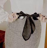 black and white pencil skirt, dots and bows