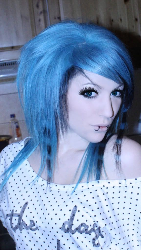 Scene girl with blue hair