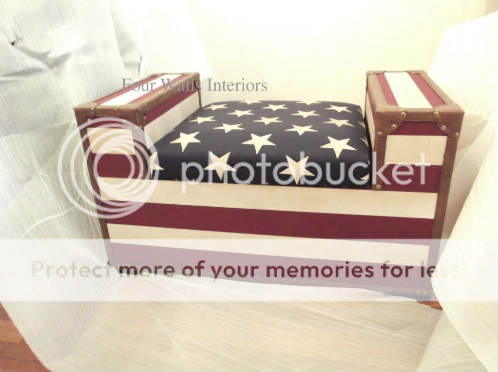 Vintage Retro Style Stars and Stripes USA Flag Bench Seat with Under Storage